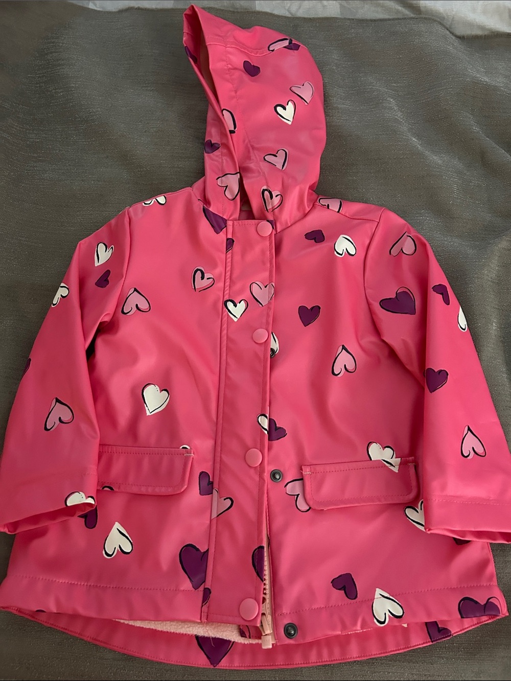Joe Fresh Pink Heart Hooded Raincoat for Kids